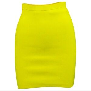 Alexander Wang NEW Elastic Stretch Bodycon Mini Skirt Knit Neon YellowChartreuse